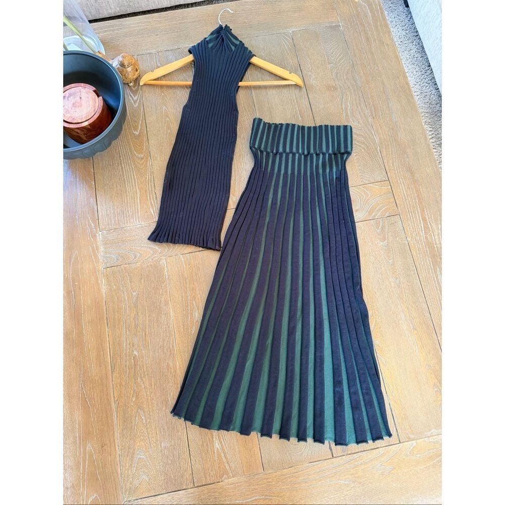 Kenzo Pleated Tank Top‎ and Skirt SET in Green Size XS - Picture 4 of 12